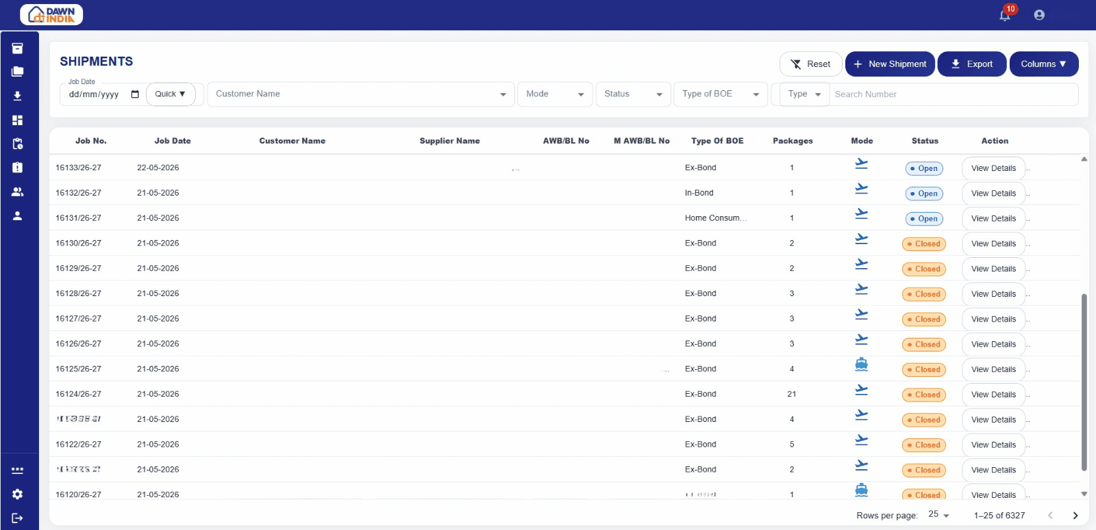 Customer Portal Screenshot