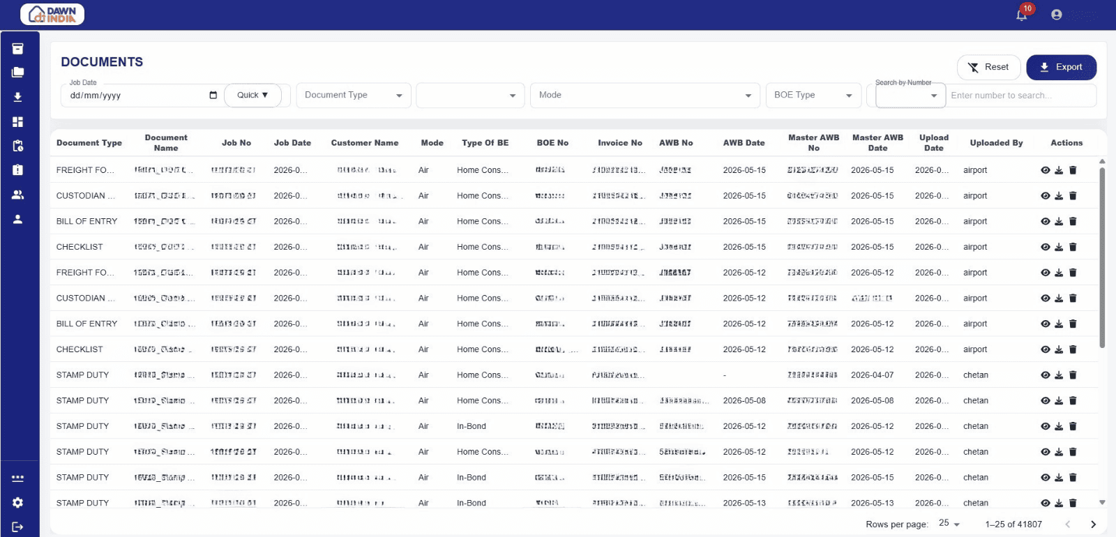Customer Portal Screenshot